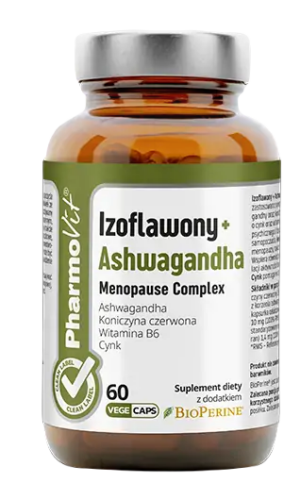 IZOFLAWONY + ASHWAGANDHA MENOPAUSE COMPLEX BEZGLUTENOWE 60 KAPSUŁEK - PHARMOVIT (CLEAN LABEL)