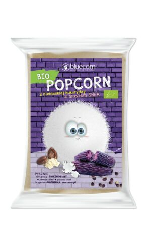 POPCORN Z NIEBIESKIEJ KUKURYDZY Z SHEA I SOLĄ DO PRZYGOTOWANIA W MIKROFALÓWCE BEZGLUTENOWY BIO 100 g - BLUECORN