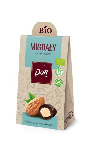 MIGDAŁY W CZEKOLADZIE GORZKIEJ BEZGLUTENOWE BIO 50 g - DOTI