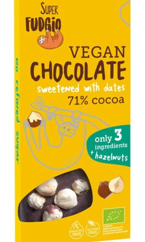CZEKOLADA SŁODZONA DAKTYLAMI Z ORZECHAMI LASKOWYMI BEZGLUTENOWA BIO 100 g - ME GUSTO (SUPER FUDGIO)