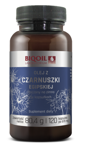 OLEJ Z CZARNUSZKI TŁOCZONY NA ZIMNO (670 mg) 120 KAPSUŁEK - BIOOIL