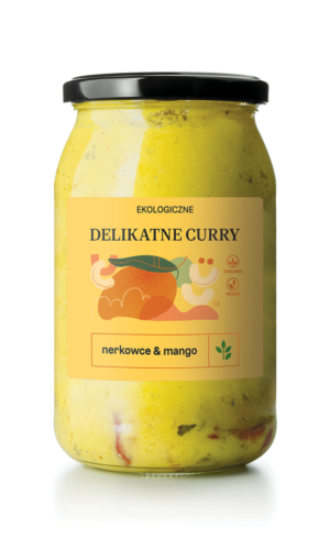 CURRY DELIKATNE Z MANGO I ORZECHAMI NERKOWCA BIO 900 ml - DELIKATNA