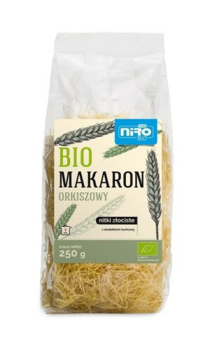 MAKARON (ORKISZOWY Z KURKUMĄ) NITKI ZŁOCISTE BIO 250 g - NIRO