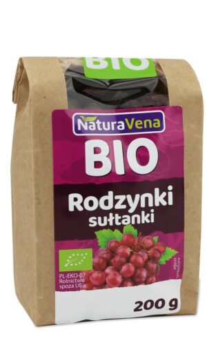 RODZYNKI SUŁTANKI BEZGLUTENOWE BIO 200 g - NATURAVENA