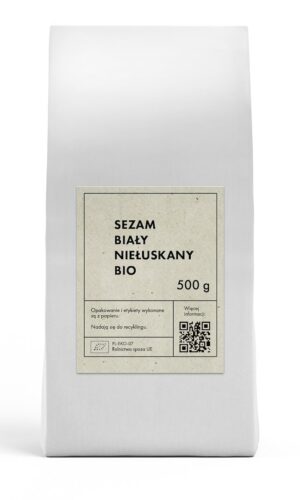 SEZAM BIAŁY NIEŁUSKANY BIO 500 g - THE PLANET