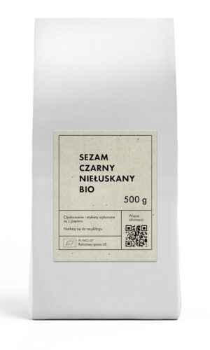 SEZAM CZARNY NIEŁUSKANY BIO 500 g - THE PLANET