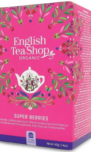 HERBATKA Z HIBISKUSEM, ROOIBOS, TRUSKAWKAMI, BORÓWKAMI I MALINAMI BIO (20 x 2,25 g) 45 g - ENGLISH TEA SHOP ORGANIC
