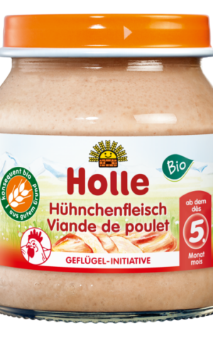 MIĘSO KURCZAKA BEZ DODATKU CUKRÓW BEZGLUTENOWE OD 5 MIESIĄCA BIO 125 g (SŁOIK) - HOLLE