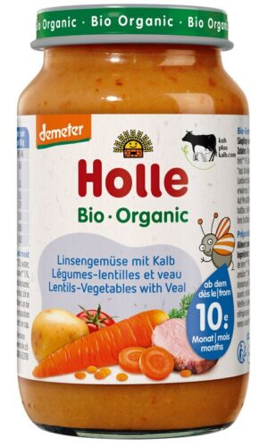 WARZYWA Z CIELĘCINĄ BEZ DODATKU CUKRÓW OD 10 MIESIĄCA DEMETER BIO 220 g (SŁOIK) - HOLLE