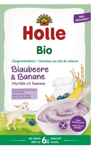 KASZKA RYŻOWA MLECZNA JAGODOWO - BANANOWA BEZ DODATKU CUKRÓW BEZGLUTENOWA OD 6 MIESIĄCA BIO 200 g - HOLLE