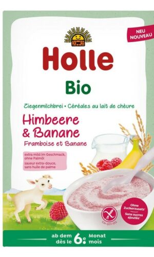 KASZKA RYŻOWA MLECZNA MALINOWO - BANANOWA BEZ DODATKU CUKRÓW BEZGLUTENOWA OD 6 MIESIĄCA BIO 200 g - HOLLE