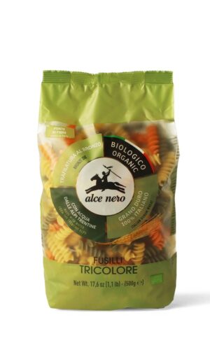 MAKARON (SEMOLINOWY TRÓJKOLOROWY) FUSILLI BIO 500 g - ALCE NERO
