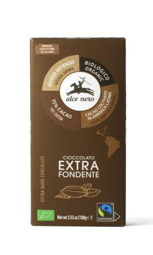CZEKOLADA GORZKA 75 % FAIR TRADE BEZGLUTENOWA BIO 100 g - ALCE NERO