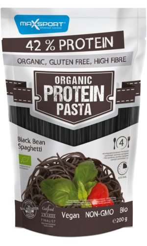MAKARON PROTEINOWY (Z FASOLI CZARNEJ) SPAGHETTI BEZGLUTENOWY BIO 200 g - MAXSPORT