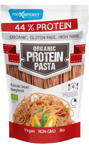 MAKARON PROTEINOWY (Z SOI I FASOLI CZERWONEJ ADZUKI) SPAGHETTI BEZGLUTENOWY BIO 200 g - MAXSPORT