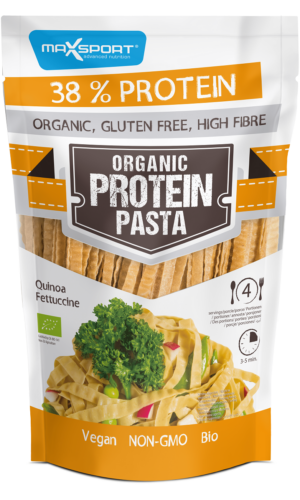 MAKARON PROTEINOWY (Z SOI ZIELONEJ I QUINOA) FETTUCCINE BEZGLUTENOWY BIO 200 g - MAXSPORT