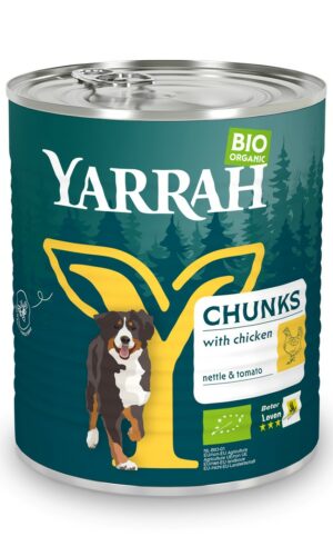 (DLA PSA) KAWAŁKI KURCZAKA Z POKRZYWĄ I POMIDOREM BIO 820 g - YARRAH