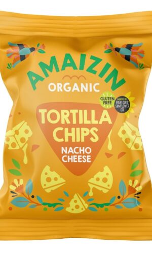 CHIPSY TORTILLA KUKURYDZIANE SEROWE BEZGLUTENOWE BIO 150 g - AMAIZIN
