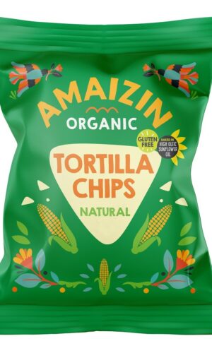 CHIPSY TORTILLA KUKURYDZIANE SOLONE BEZGLUTENOWE BIO 75 g - AMAIZIN