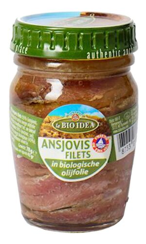 ANCHOIS (SARDELE) FILETY W BIO OLIWIE Z OLIWEK EXTRA VIRGIN 78 g - LA BIO IDEA