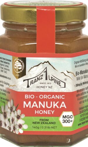 MIÓD MANUKA MGO 300+ BIO 140 g - TRANZALPINE