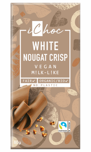 TABLICZKA NUGATOWA Z KROKANTEM Z ORZECHÓW LASKOWYCH FAIR TRADE BIO 80 g - ICHOC (VIVANI)